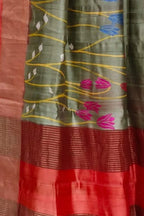Green Hand Block Printed Tussar Silk Saree - Luxurion World