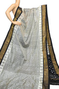 Off White Handloom Ikat Pure Silk Saree - Luxurion World