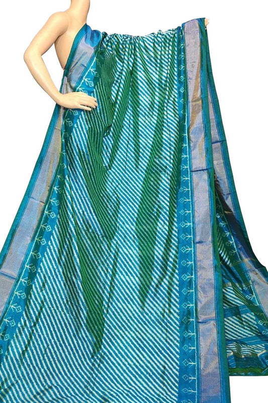 Green Handloom Ikat Pure Silk Saree - Luxurion World