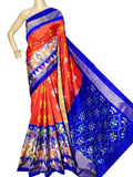 Red Handloom Ikat Pure Silk Saree - Luxurion World
