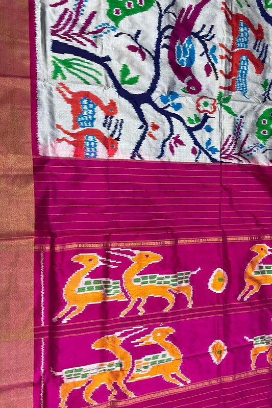 Multicolor Ikat Handloom Pure Silk Saree - Luxurion World