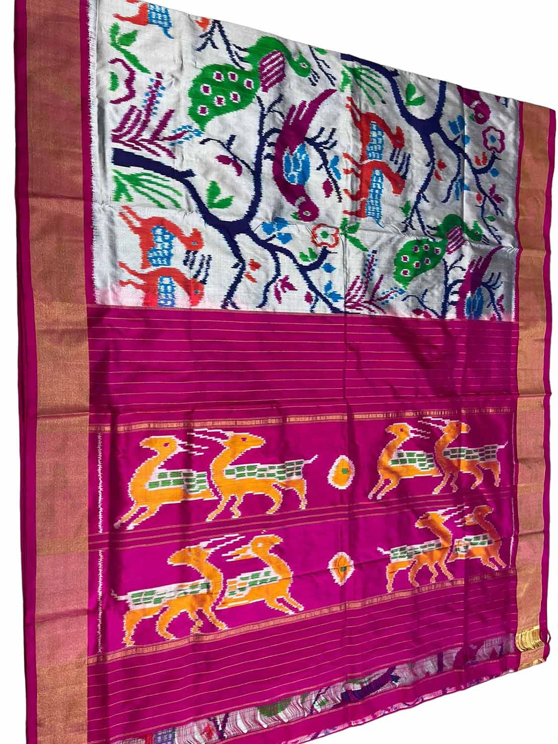 Multicolor Ikat Handloom Pure Silk Saree - Luxurion World