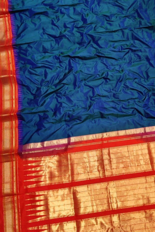 Blue Ilkal Handloom Pure Silk Saree - Luxurion World