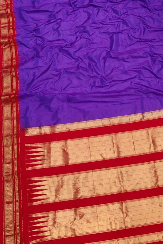 Purple Ilkal Handloom Pure Silk Saree - Luxurion World