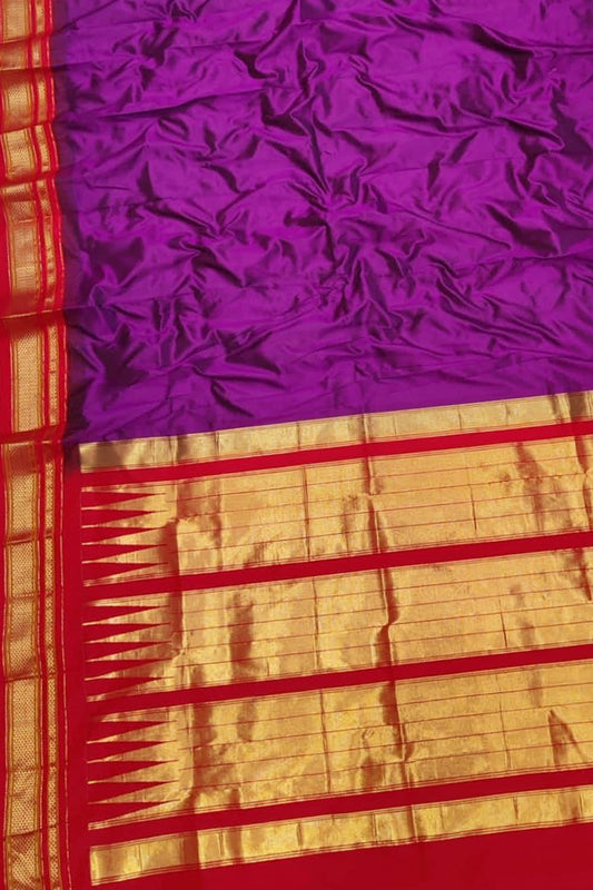 Purple Ilkal Handloom Pure Silk Saree - Luxurion World