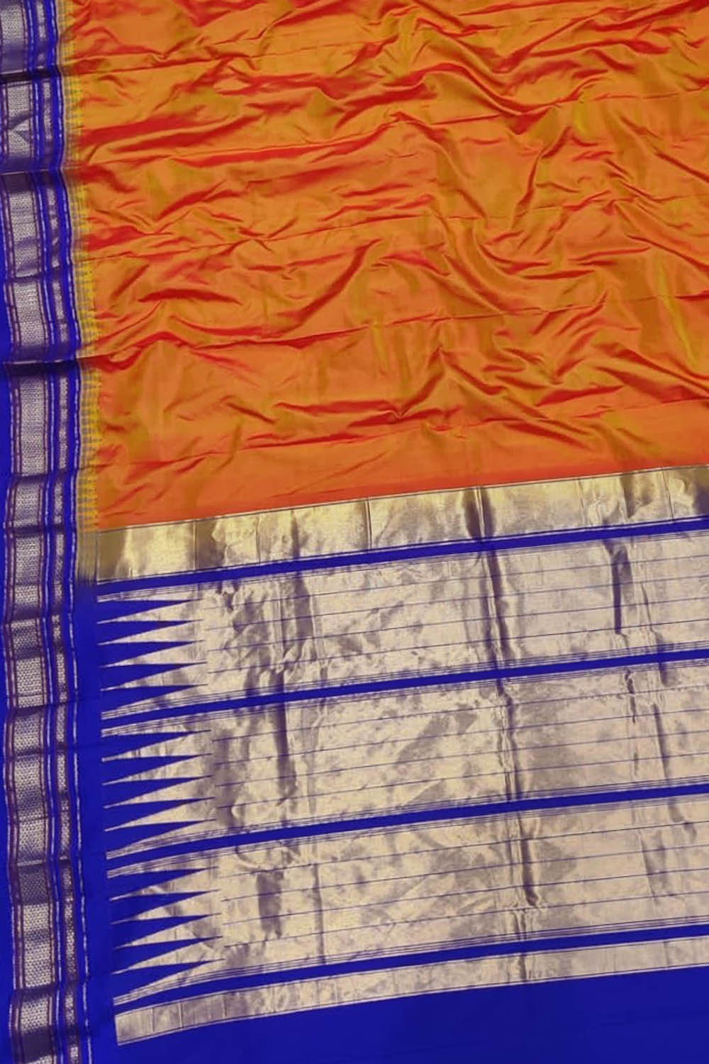 Orange Ilkal Handloom Pure Silk Saree - Luxurion World