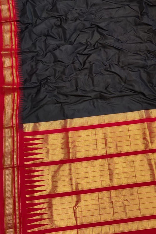 Black Ilkal Handloom Pure Silk Saree - Luxurion World