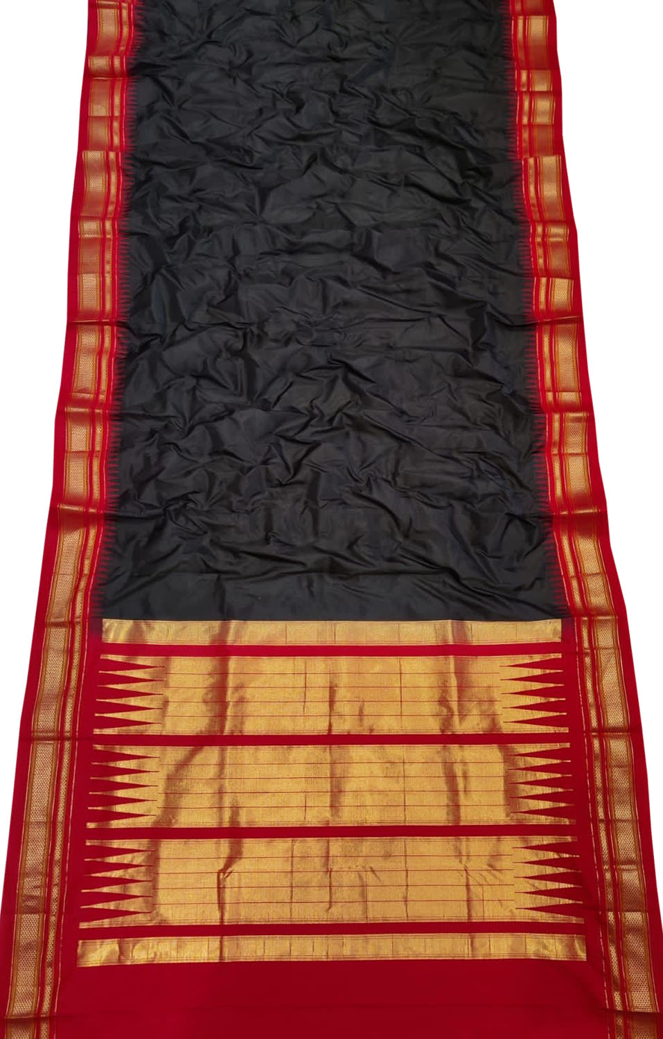 Black Ilkal Handloom Pure Silk Saree - Luxurion World