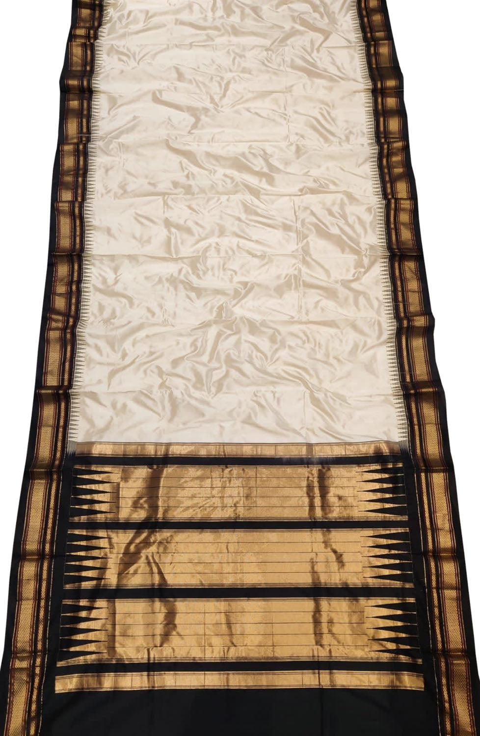 Off White Ilkal Handloom Pure Silk Saree - Luxurion World