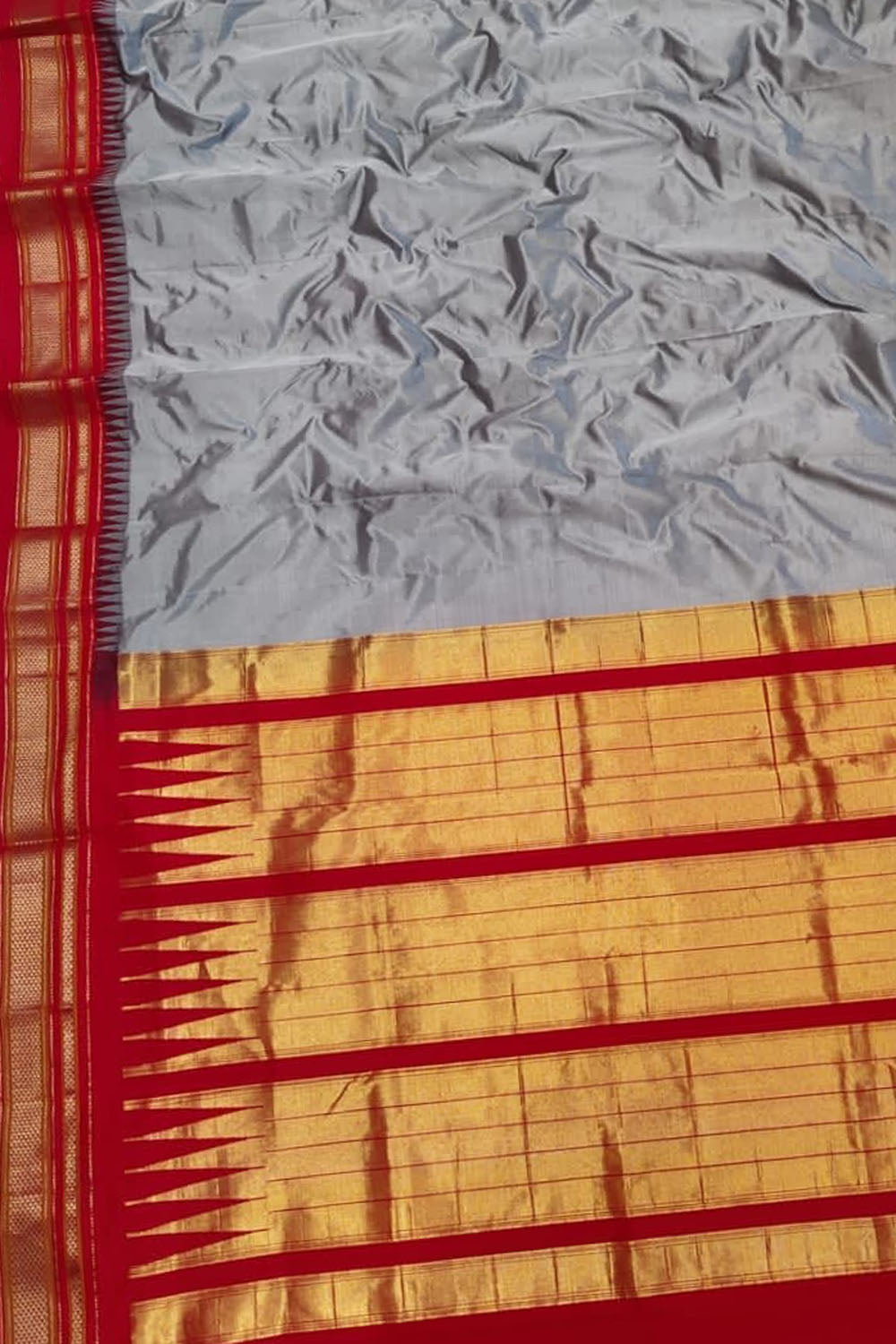 Grey Ilkal Handloom Pure Silk Saree - Luxurion World