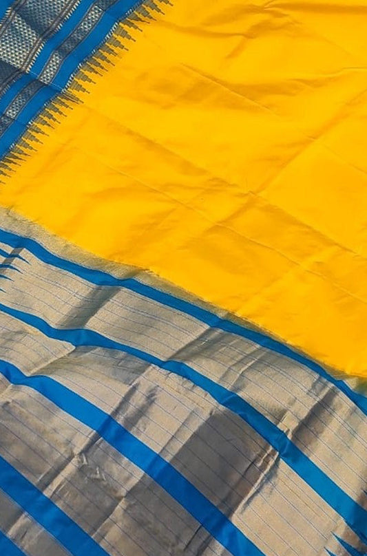 Yellow Ilkal Pure Silk Saree - Luxurion World