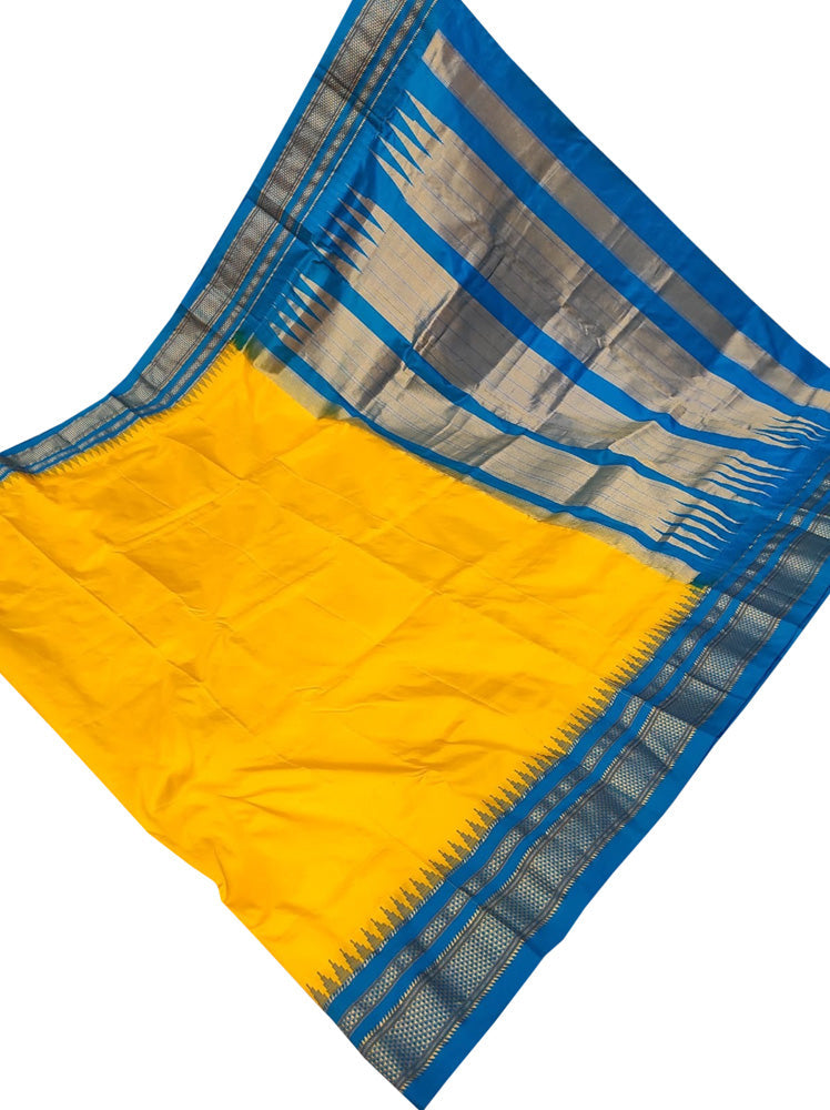 Yellow Ilkal Pure Silk Saree - Luxurion World