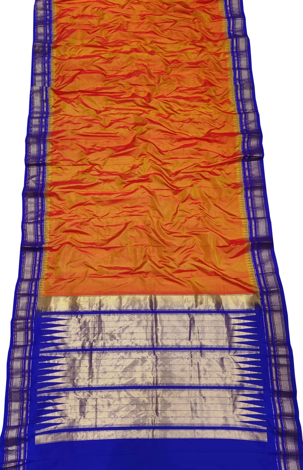 Orange Ilkal Handloom Pure Silk Saree - Luxurion World