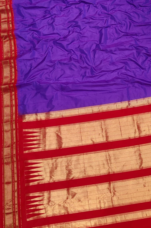 Purple Ilkal Handloom Pure Silk Saree - Luxurion World