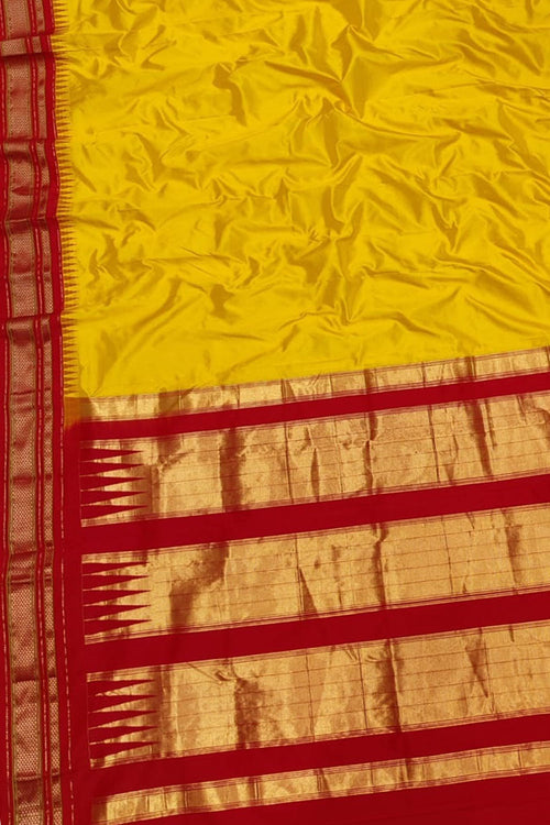Yellow Ilkal Handloom Pure Silk Saree - Luxurion World