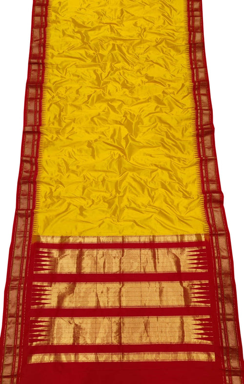 Yellow Ilkal Handloom Pure Silk Saree - Luxurion World