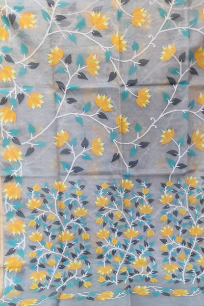 Pastel Jamdani Pure Muslin Silk Saree - Luxurion World