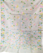 Off White Jamdani Pure Muslin Silk Saree - Luxurion World