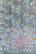 Grey Jamdani Pure Muslin Silk Saree - Luxurion World