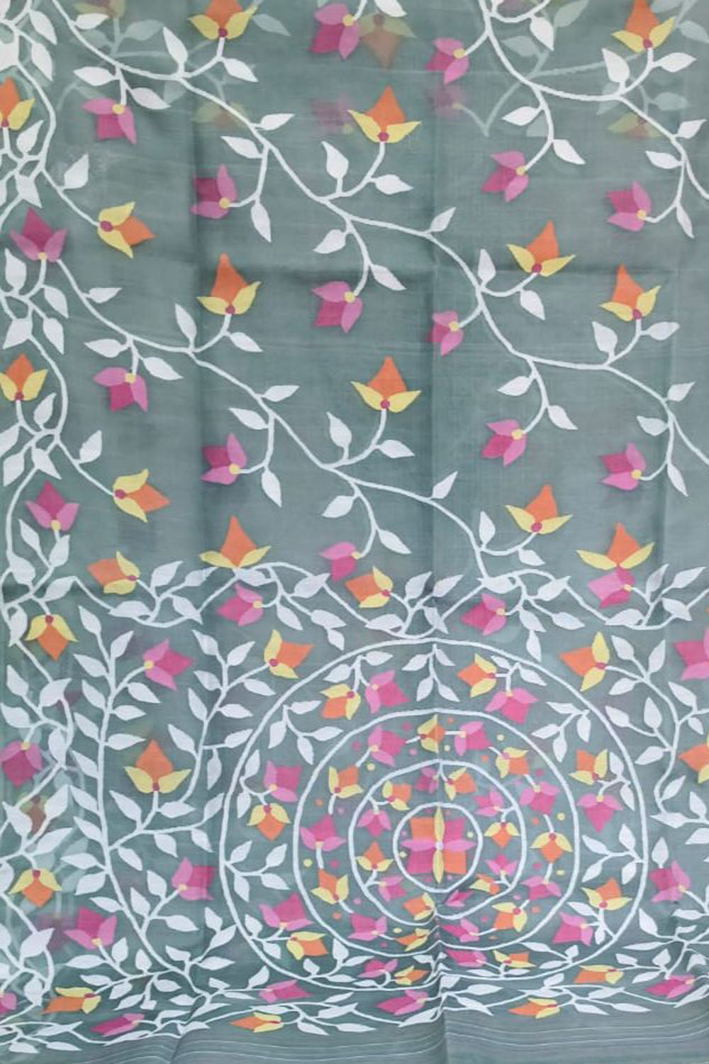 Grey Jamdani Pure Muslin Silk Saree - Luxurion World