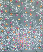 Grey Jamdani Pure Muslin Silk Saree - Luxurion World