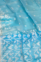 Exquisite Blue Handloom Jamdani Muslin Saree - Perfect for Any Occasion - Luxurion World