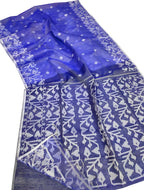 Exquisite Blue Handloom Jamdani Muslin Saree - Perfect for Any Occasion - Luxurion World