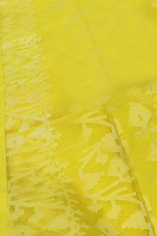 Exquisite Yellow Handloom Jamdani Muslin Saree - Perfect for Any Occasion - Luxurion World