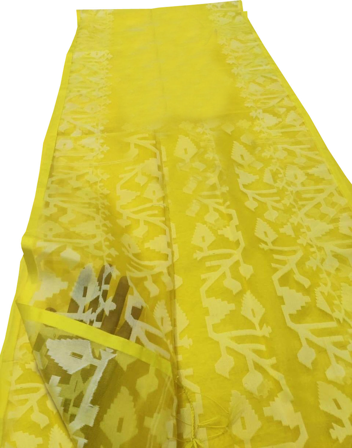 Exquisite Yellow Handloom Jamdani Muslin Saree - Perfect for Any Occasion - Luxurion World