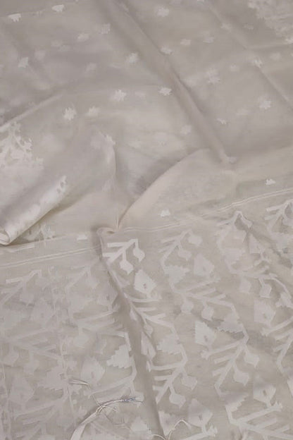 Exquisite Off White Handloom Jamdani Muslin Saree for Elegant Occasions - Luxurion World