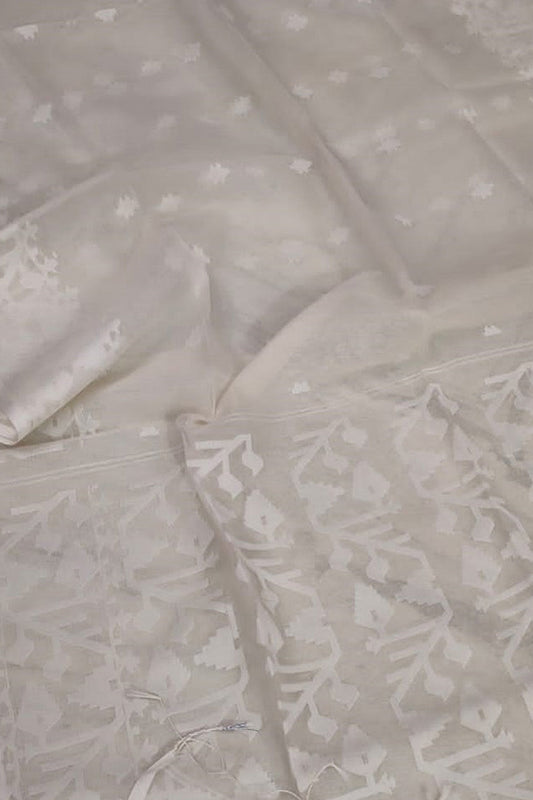 Exquisite Off White Handloom Jamdani Muslin Saree for Elegant Occasions - Luxurion World