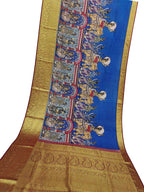 Kalamkari Pure Silk Saree: Multicolor Pen with Kanjeevaram Border - Luxurion World