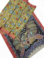 Multicolor Pen Kalamkari Banglore Silk Saree - Luxurion World