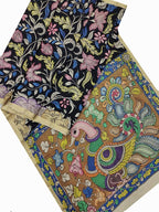 Multicolor Pen Kalamkari Banglore Silk Saree - Luxurion World
