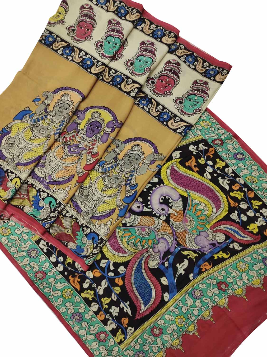 Shop Hand-Painted Yellow Kalamkari Chennur Silk Saree - Perfect Ethnic Wear - Luxurion World