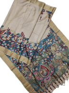 Hand Painted Exquisite Pastel Kalamkari Tussar Silk Saree - Perfect for Any Occasion - Luxurion World