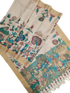 Hand-Painted Pastel Kalamkari Tussar Silk Saree: Exquisite Beauty - Luxurion World