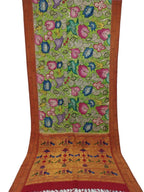 Multicolor Pen Kalamkari Paithani Pure Silk Muniya Border Saree - Luxurion World