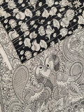 Black And White Hand Painted Kalamkari Chennur Silk Saree - Luxurion World