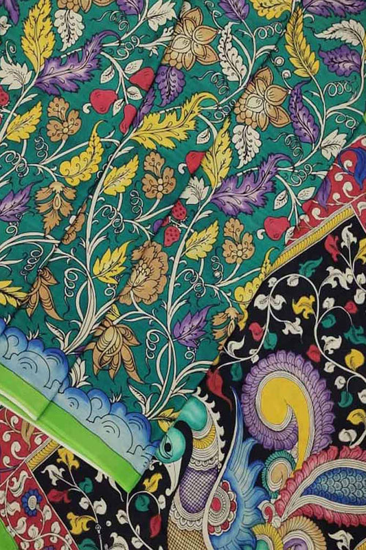 Multicolor Kalamkari Hand Painted Chennur Silk Saree