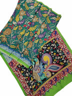 Multicolor Kalamkari Hand Painted Chennur Silk Saree - Luxurion World