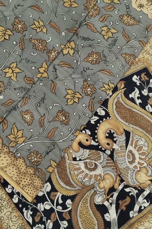 Multicolor Kalamkari Hand Painted Chennur Silk Saree - Luxurion World