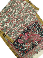 Multicolor Kalamkari Hand Painted Pure Bangalore Silk Saree - Luxurion World