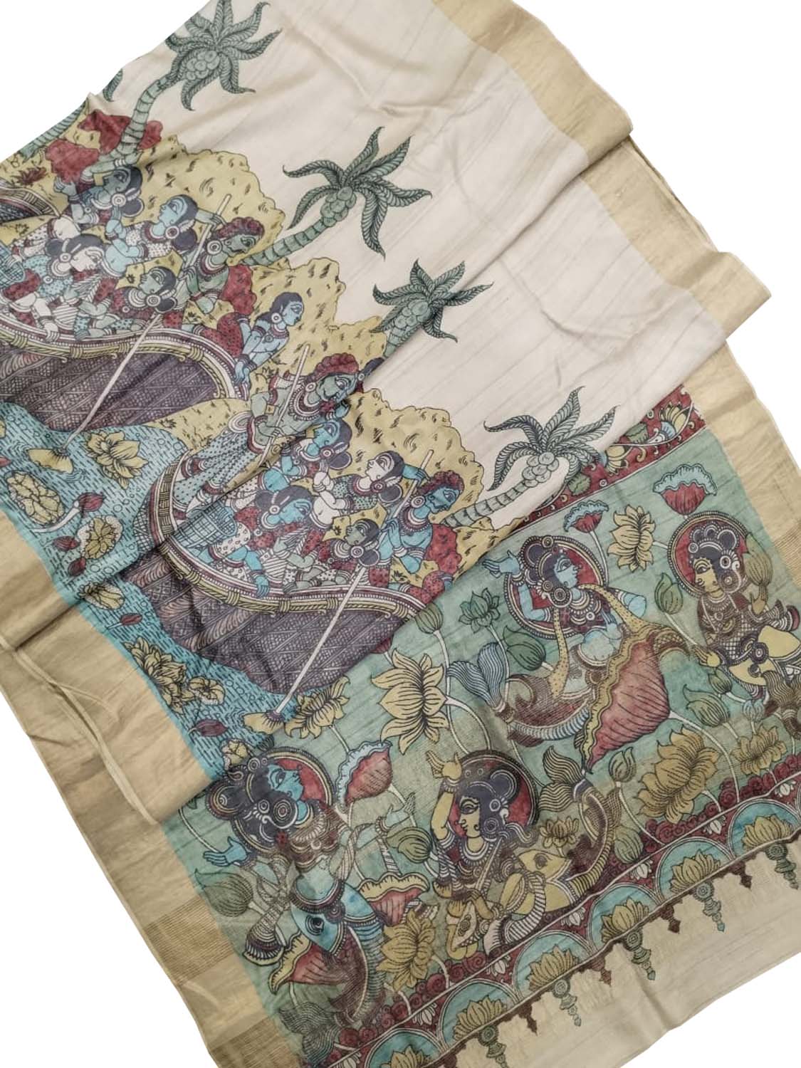 Exquisite Multicolor Kalamkari Hand Painted Tussar Silk Saree - Luxurion World