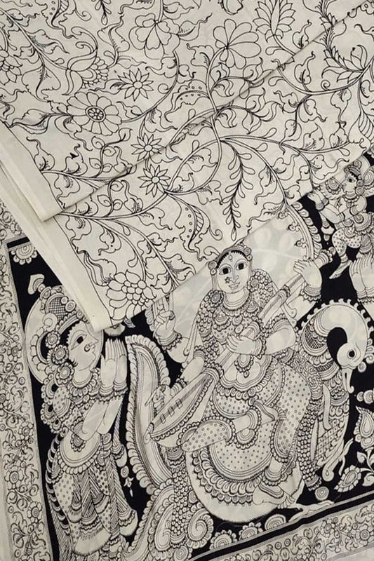 Elegant and Timeless: Hand Painted Chennur Silk Saree - Luxurion World