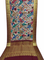 Exquisite Multicolor Kalamkari Silk Kanjeevaram Border Saree - Luxurion World
