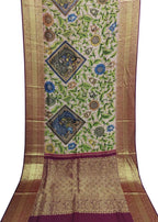 Exquisite Multicolor Kalamkari Silk Kanjeevaram Saree with Pure Silk Border - Luxurion World