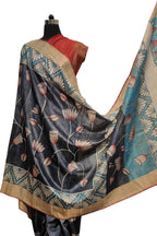 Exquisite Black Kalamkari Tussar Silk Saree - Hand Painted Beauty - Luxurion World