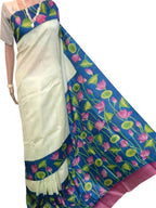 Pastel Kalamkari Hand Painted Pure Tussar Silk Saree - Luxurion World