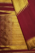 Maroon & Golden Kanjeevaram Handloom Silk Saree - Pure Elegance - Luxurion World